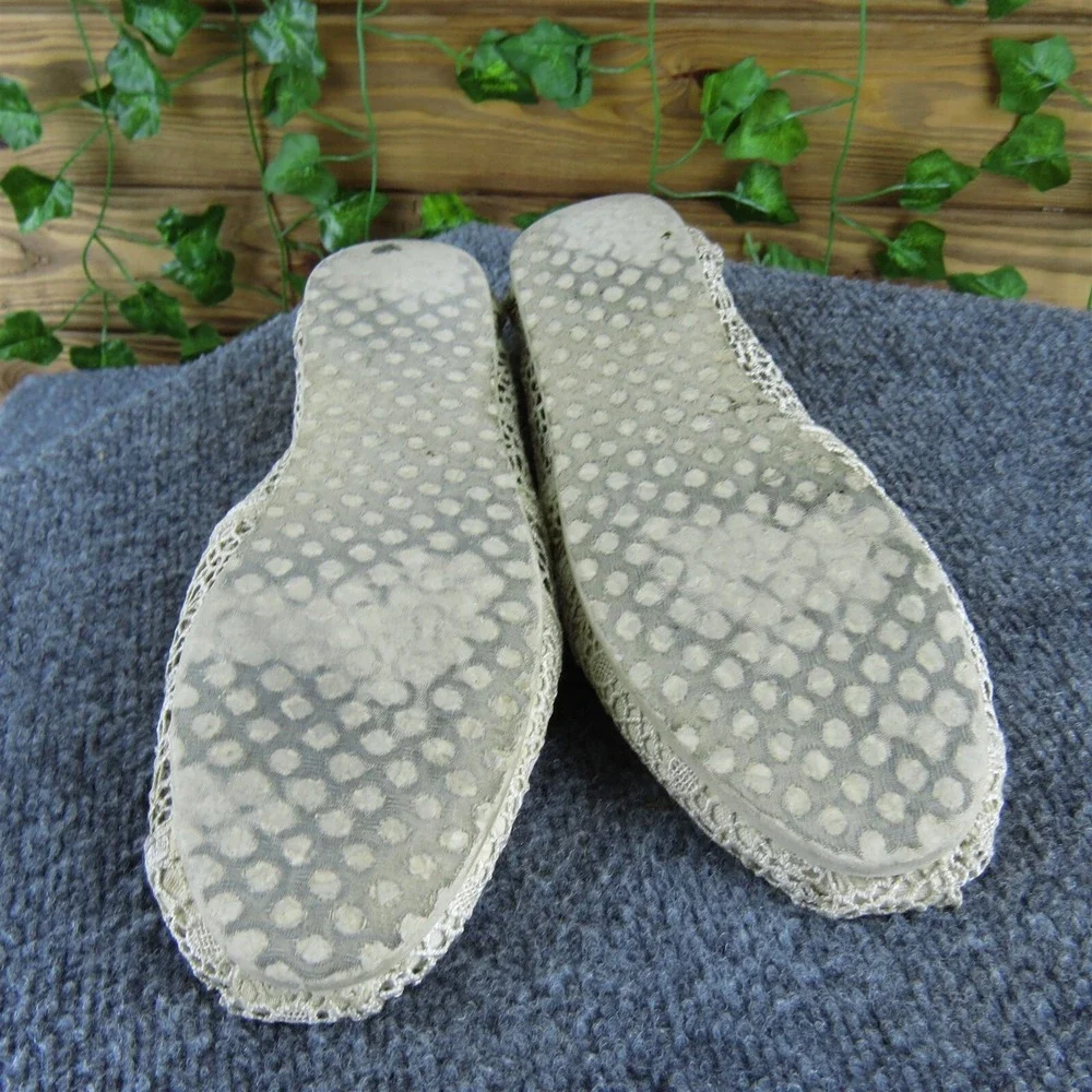 TOMS Women Alpargata Moroccan Crochet Loafer Beige Fabric Sz 8 Medium Used 2025